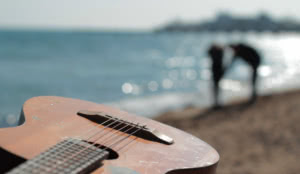 guitar in the sand