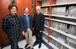 Ben Howe, Michael Brown and Roger Shepherd at the Alexander Turnbull Library