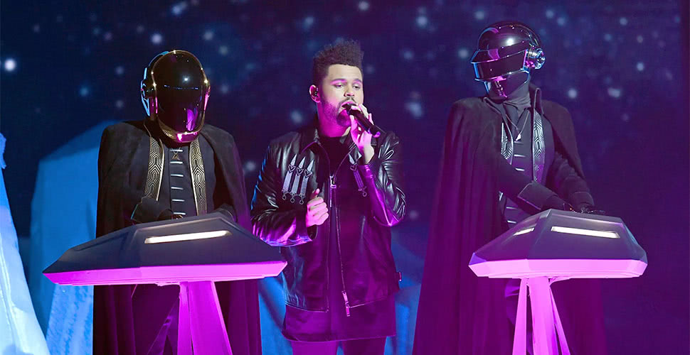The Weeknd and Daft Punk performing at the 2017 Grammy Awards