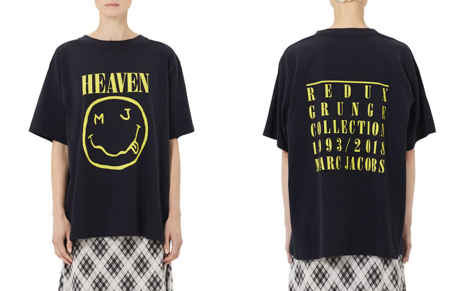 Image of the Marc Jacobs shirt which allegedly rips off Nirvana's iconic logo