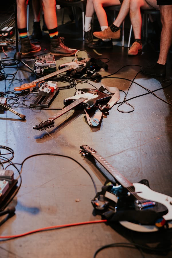 guitars on the floor