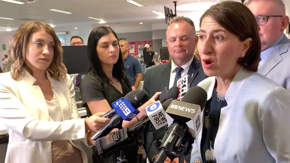 NSW Premier Gladys Berejiklian speaking about the cancellation of Mountain Sounds