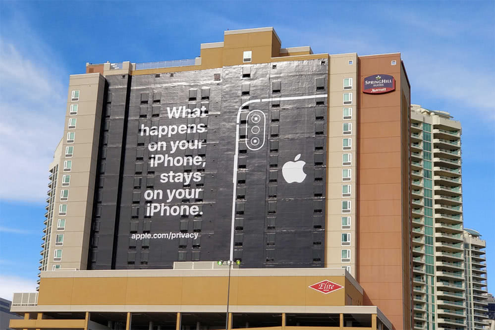 Image of the recent Las Vegas ad campaign by Apple (Credit: Marck Hachman)