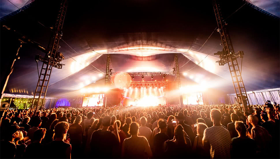 Image of a crowd watching an event at Bluesfest